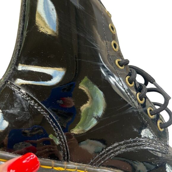 Dr. Martens Zavala Patent Leather Combat Boots Black Size 6 - Picture 7 of 8